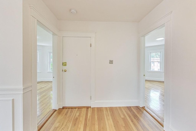 interior space with light hardwood / wood-style floors