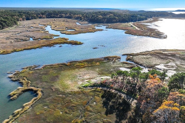 25 First Ave, Wellfleet, MA 02667 - aerial view of property and surrounding area featuring a nearby body of water and a forest