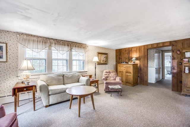 25 First Ave, Wellfleet, MA 02667 - carpeted living area with wallpapered walls and baseboard heating