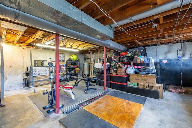 workout room featuring heating fuel