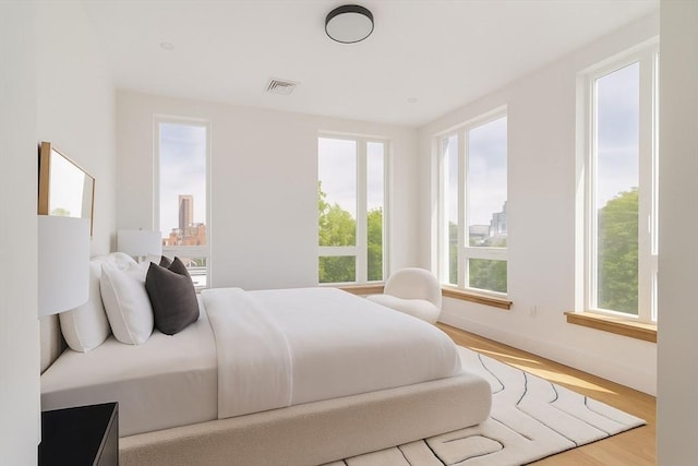 58 Kent St Unit 404, Brookline, MA 02445 - bedroom featuring multiple windows, wood finished floors, and baseboards