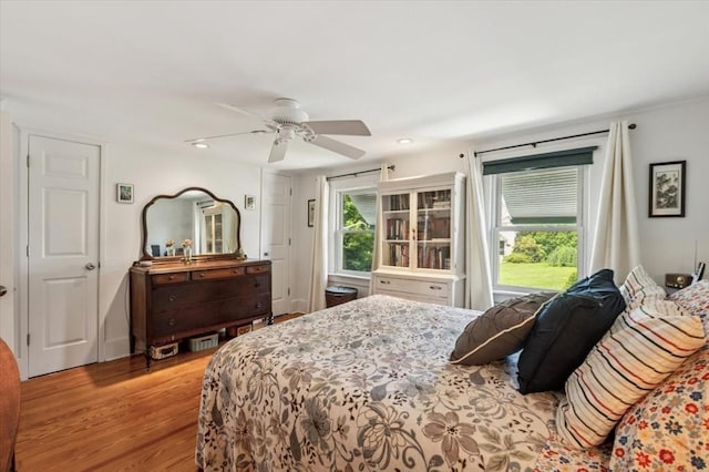 38 N W St, Agawam, MA 01030 - bedroom with light wood-style flooring, ceiling fan, and recessed lighting