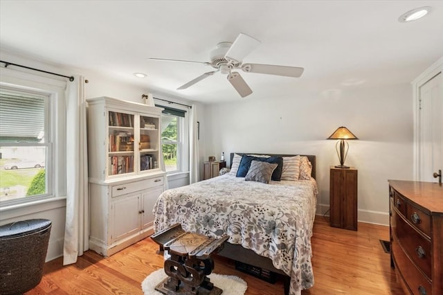 38 N W St, Agawam, MA 01030 - bedroom with light wood-type flooring, recessed lighting, and a ceiling fan