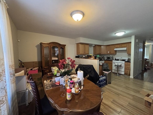 dining space with light wood-type flooring