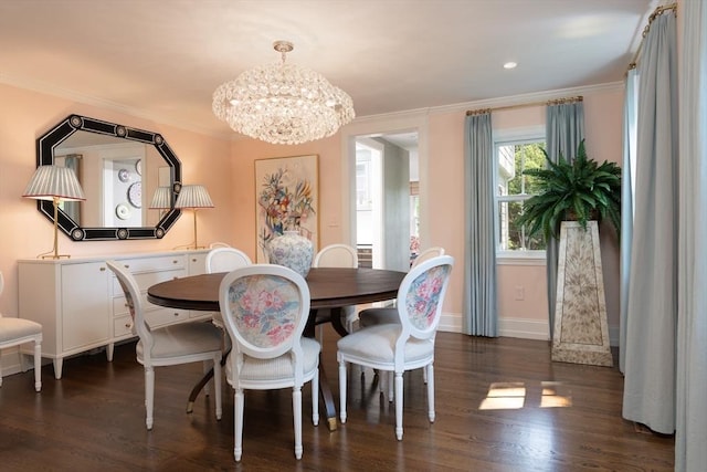 130 Hickory Rd, Weston, MA 02493 - dining space featuring a chandelier, ornamental molding, wood finished floors, and recessed lighting