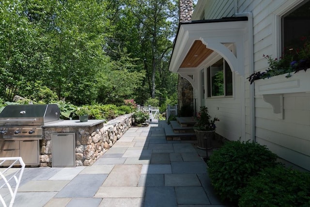 130 Hickory Rd, Weston, MA 02493 - view of patio / terrace featuring an outdoor kitchen