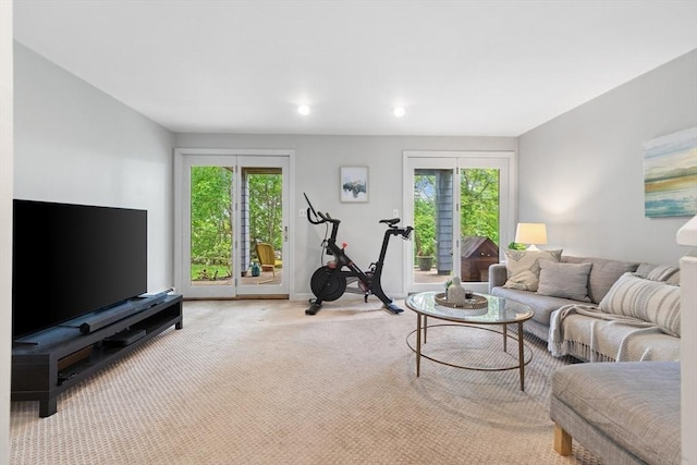 64 Prospect St Unit B, Marblehead, MA 01945 - living room with carpet, plenty of natural light, recessed lighting, and baseboards