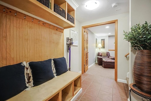 mudroom featuring light tile patterned floors