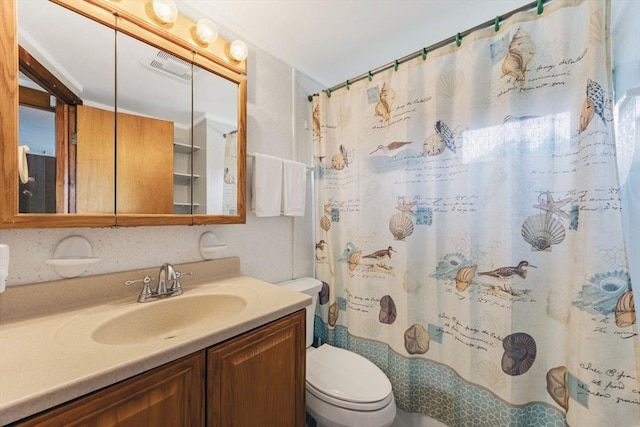 357 Phillips Rd, Sandwich, MA 02563 - bathroom with vanity, toilet, and a shower with curtain