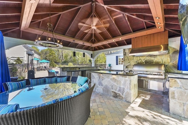 14 Weld St, Westborough, MA 01581 - view of patio with a gazebo, exterior kitchen, a grill, and outdoor dining area