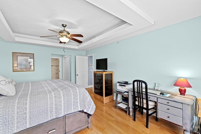 43 N Main St Unit B, Berkley, MA 02779 - bedroom with a tray ceiling, wood finished floors, an office area, and ceiling fan