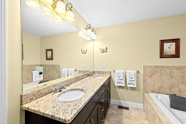 43 N Main St Unit B, Berkley, MA 02779 - bathroom featuring double vanity, a garden tub, and tile patterned flooring