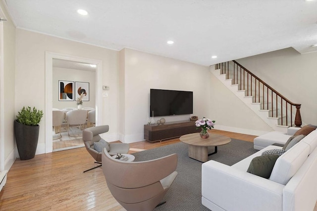 living room featuring light hardwood / wood-style flooring