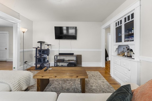 living room with wood-type flooring