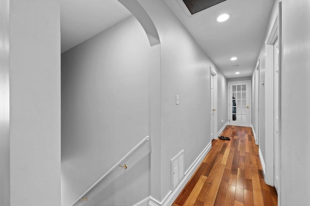 6 Birch Ln, Shrewsbury, MA 01545 - hall with arched walkways, recessed lighting, wood-type flooring, and baseboards