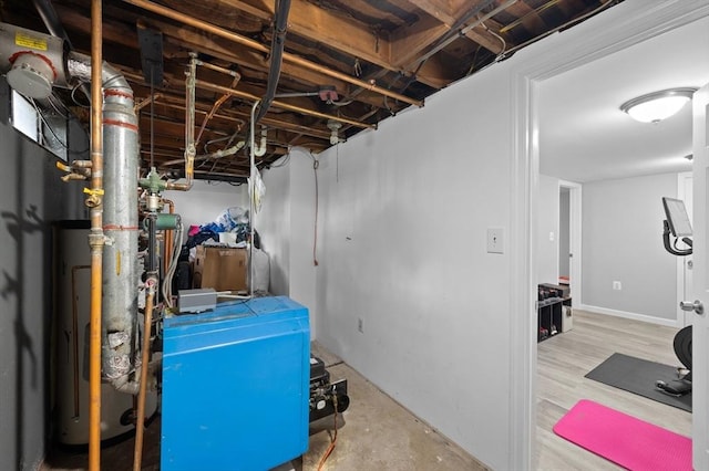 6 Birch Ln, Shrewsbury, MA 01545 - unfinished basement featuring gas water heater and a heating unit