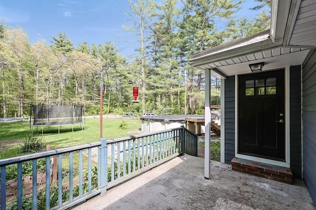 252 Howe St, East Brookfield, MA 01515 - view of patio / terrace with a trampoline
