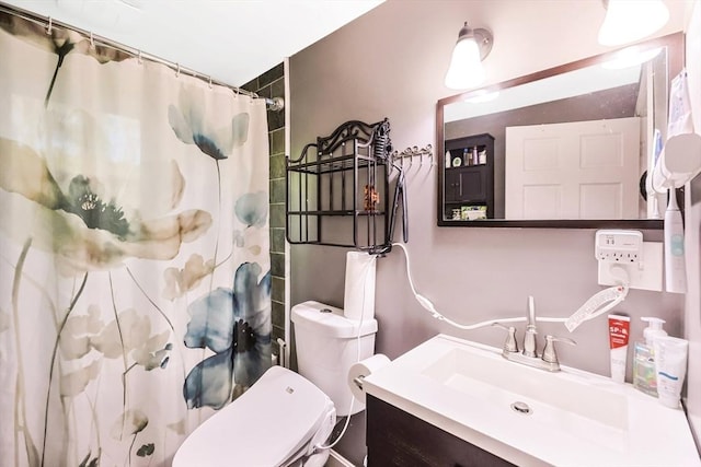 252 Howe St, East Brookfield, MA 01515 - bathroom with vanity, toilet, and curtained shower