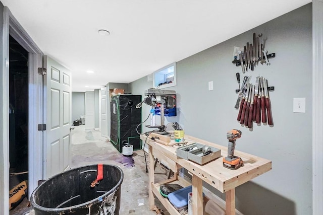 252 Howe St, East Brookfield, MA 01515 - home office with unfinished concrete flooring and recessed lighting