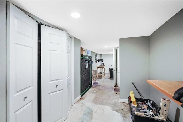 252 Howe St, East Brookfield, MA 01515 - hall with concrete flooring, baseboards, and recessed lighting