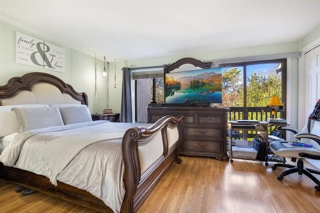 bedroom with light hardwood / wood-style flooring