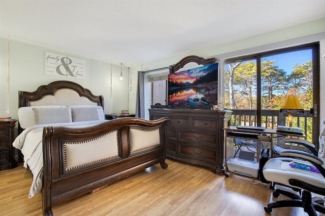 bedroom with light hardwood / wood-style flooring