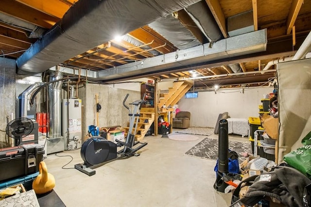 workout room with gas water heater