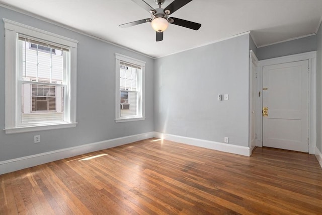 25-27 Morrow Rd, Boston, MA 02135 - empty room featuring wood-type flooring, crown molding, and a ceiling fan