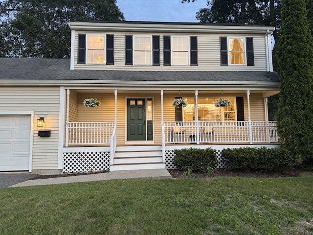 54 Vose St, Framingham, MA 01702 - view of front facade featuring covered porch and a front lawn