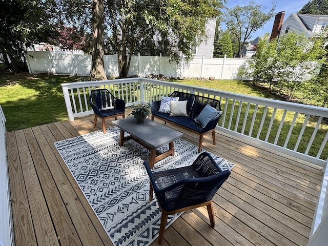 54 Vose St, Framingham, MA 01702 - deck featuring outdoor lounge area and a fenced backyard