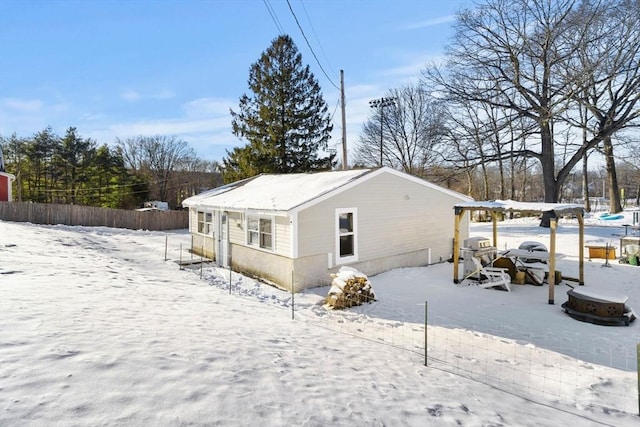 view of snow covered property