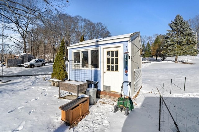 view of snow covered structure