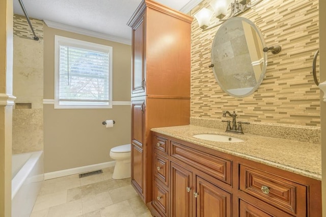 998 Wood, Swansea, MA 02777 - full bathroom with toilet, vanity, ornamental molding, tile patterned floors, and baseboards