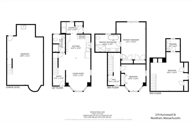 379 Hunnewell St, Needham, MA 02494 - property floor plan