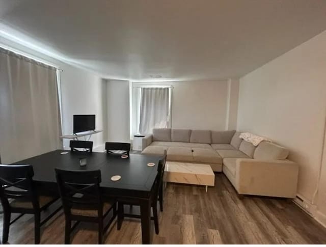 living room with hardwood / wood-style flooring