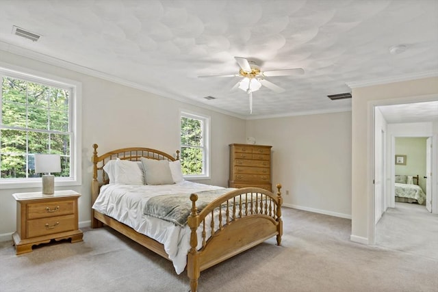 22 Mikayla Ann Dr, Rehoboth, MA 02769 - bedroom with light carpet, baseboards, a ceiling fan, and crown molding