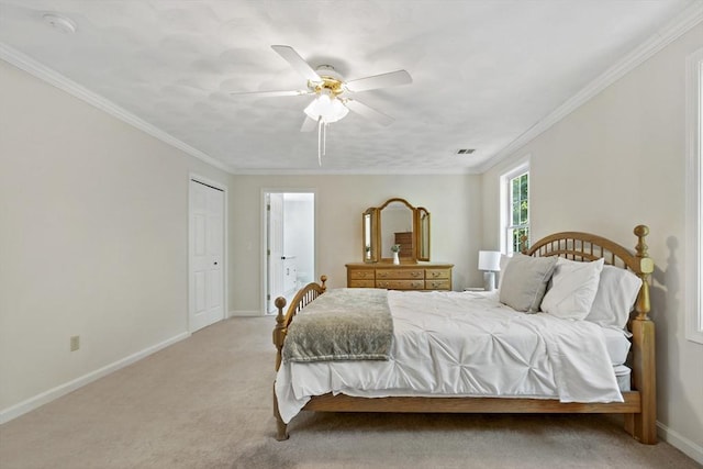 22 Mikayla Ann Dr, Rehoboth, MA 02769 - bedroom featuring light carpet, baseboards, crown molding, and a ceiling fan