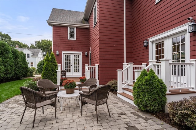 view of patio / terrace featuring french doors and outdoor lounge area