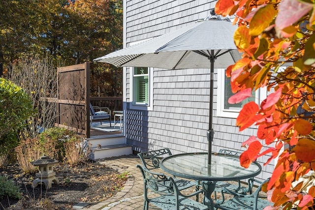 view of patio / terrace with a wooden deck