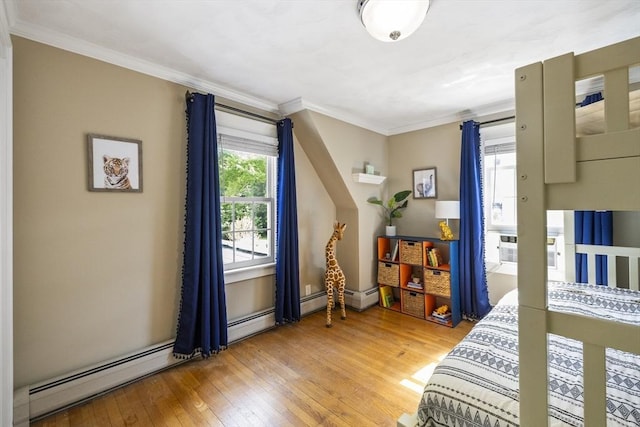 26 Edgewood Ave, Longmeadow, MA 01106 - bedroom featuring light wood-style floors, ornamental molding, and baseboard heating