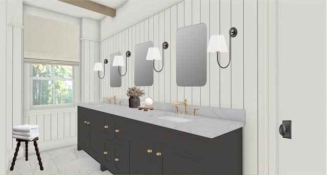 95 High St Unit 4, Newburyport, MA 01950 - full bath featuring marble finish floor, a sink, and double vanity