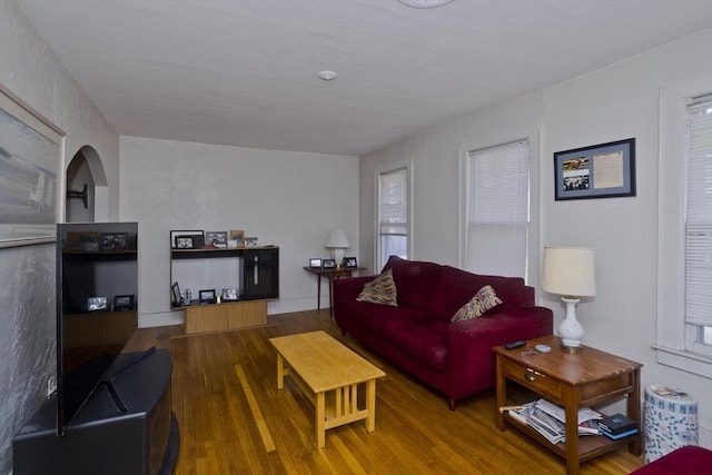 living area featuring wood finished floors