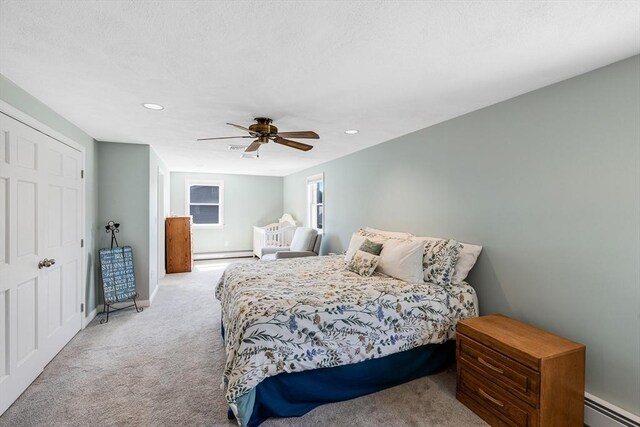 30 Millard Ave, Lynn, MA 01904 - carpeted bedroom with a baseboard heating unit, a baseboard radiator, recessed lighting, and ceiling fan