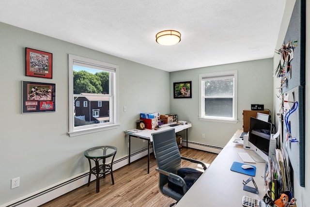 30 Millard Ave, Lynn, MA 01904 - home office featuring a baseboard radiator, healthy amount of natural light, and light wood-type flooring