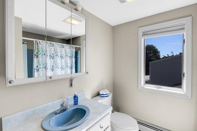30 Millard Ave, Lynn, MA 01904 - bathroom with vanity, a shower with curtain, and a baseboard radiator