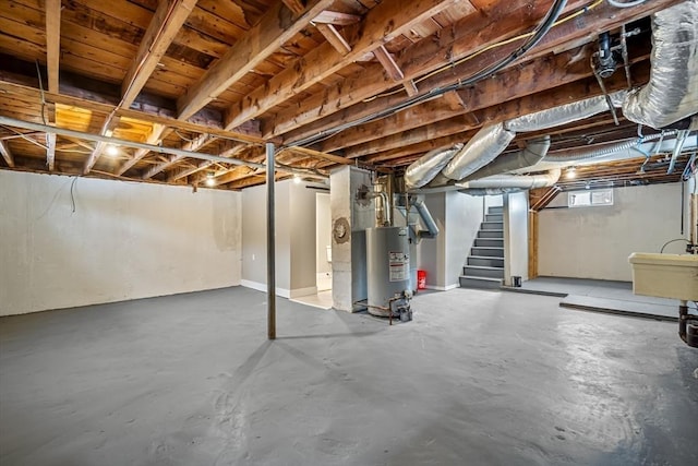 basement with gas water heater