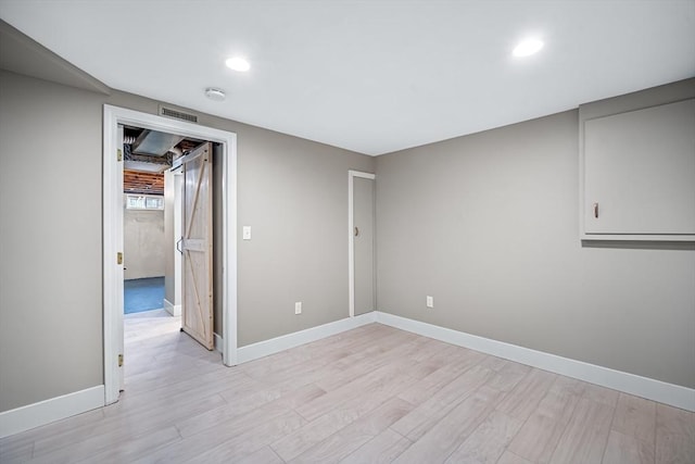 interior space with light hardwood / wood-style flooring