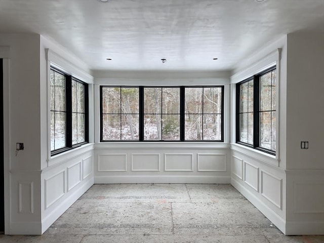 view of unfurnished sunroom