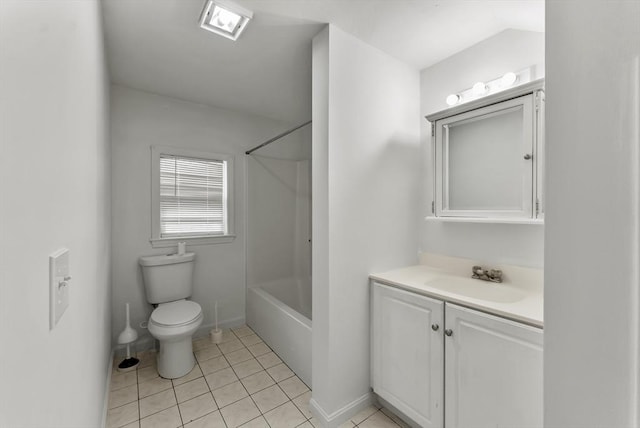 76 Choctaw Dr, Wareham, MA 02532 - full bathroom featuring vanity, tile patterned floors, toilet, shower / bathtub combination, and baseboards
