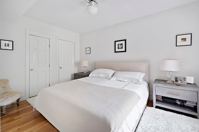 bedroom with light hardwood / wood-style flooring